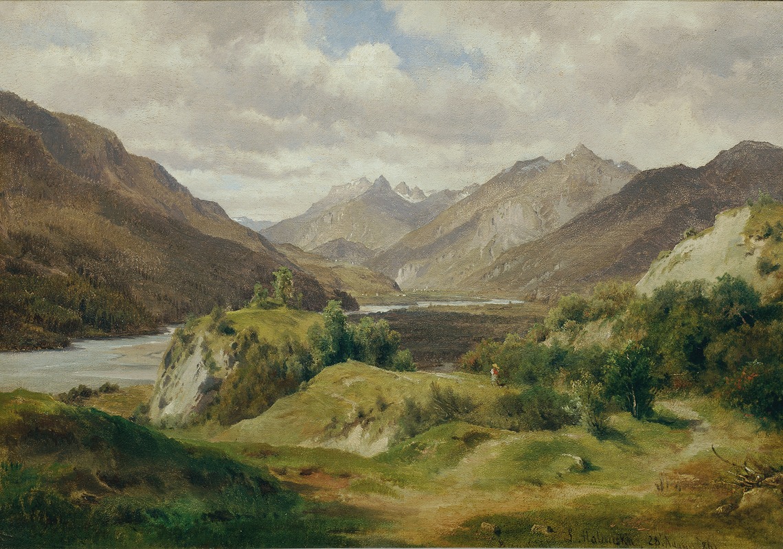 Ludwig Halauska - Tal mit Gebirge