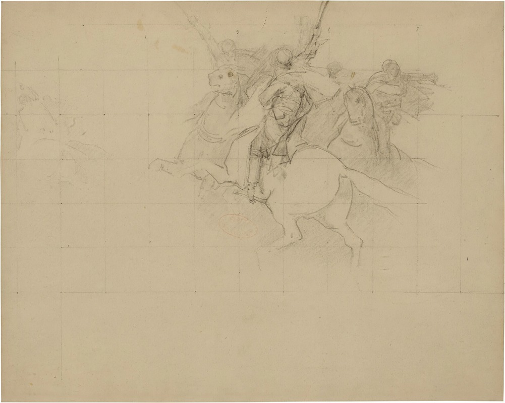 Paul Delamain - Compositional Study of a Charging Algerian Horseman