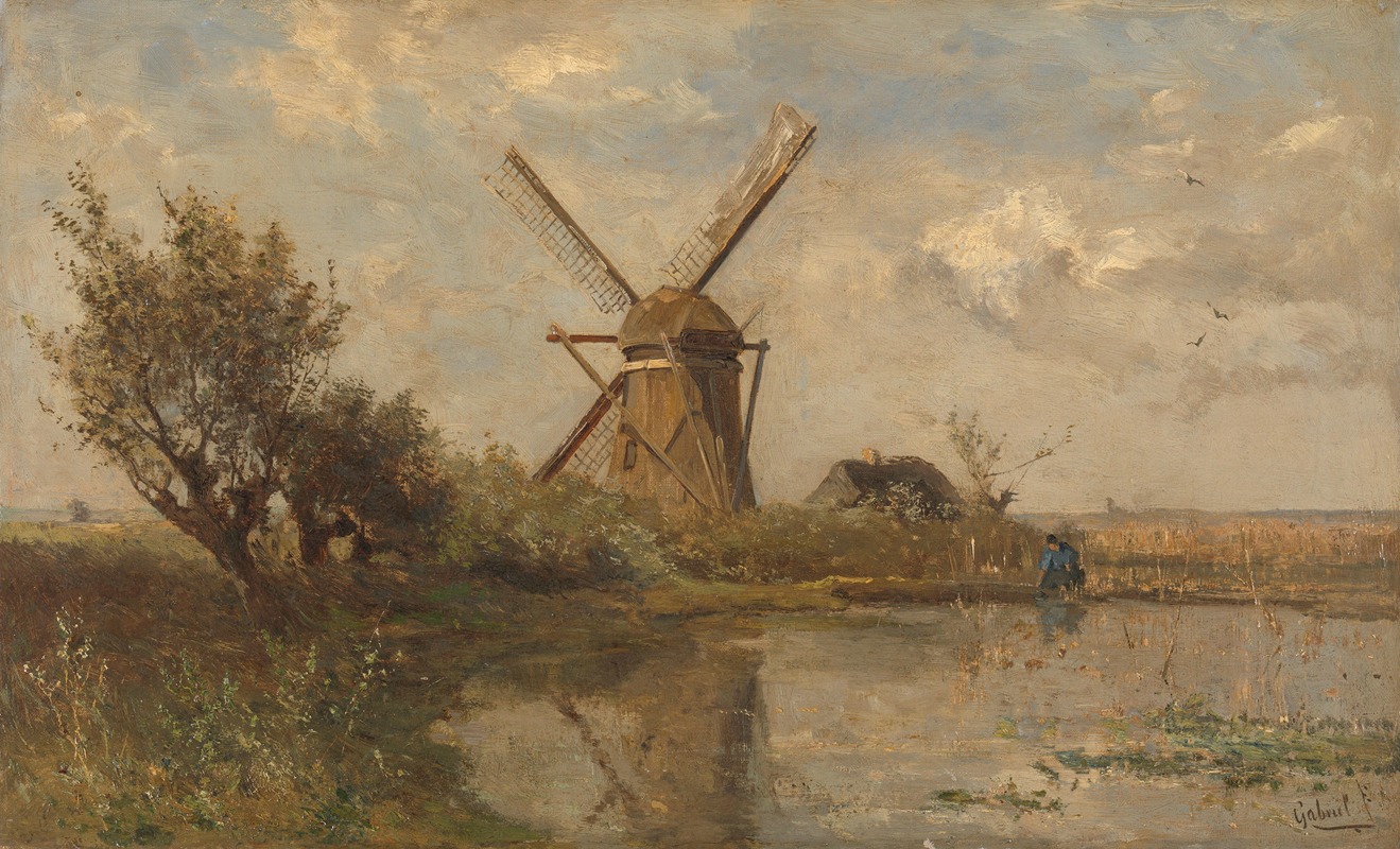 Paul Joseph Constantin Gabriël - Windmill on a Pond