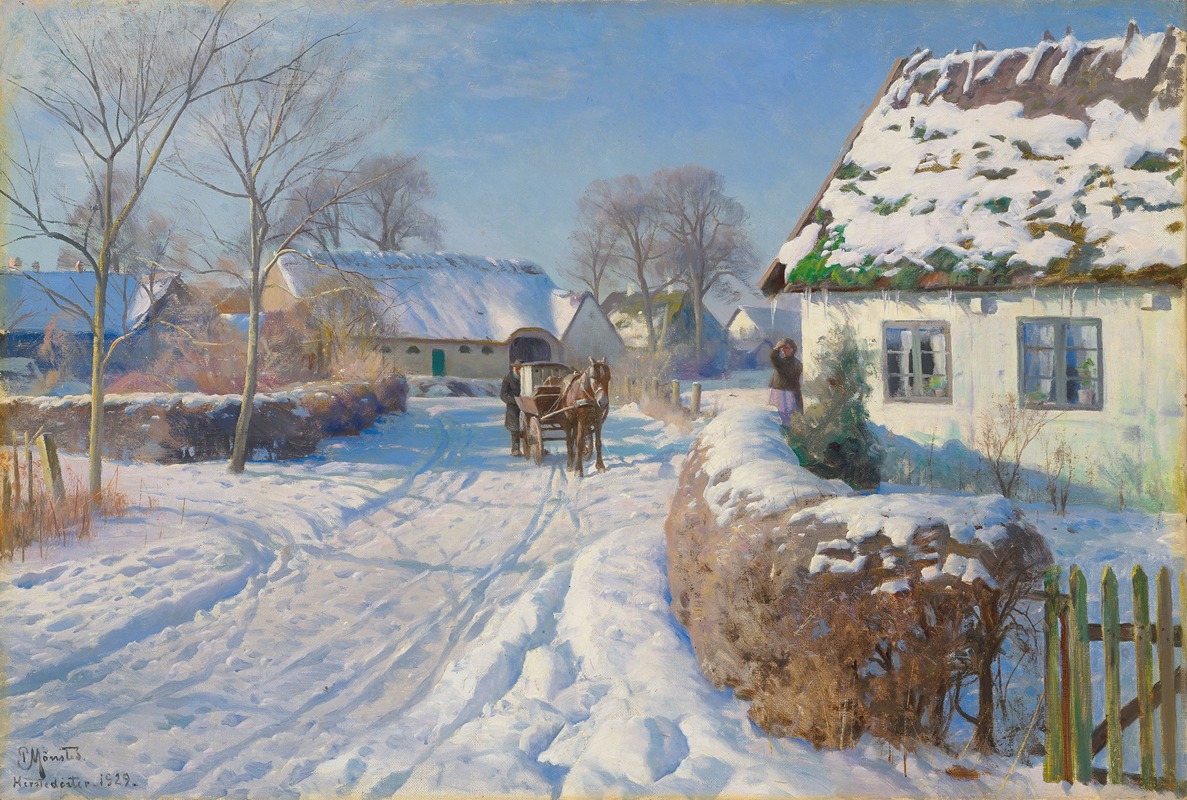 Peder Mørk Mønsted - A village in the snow
