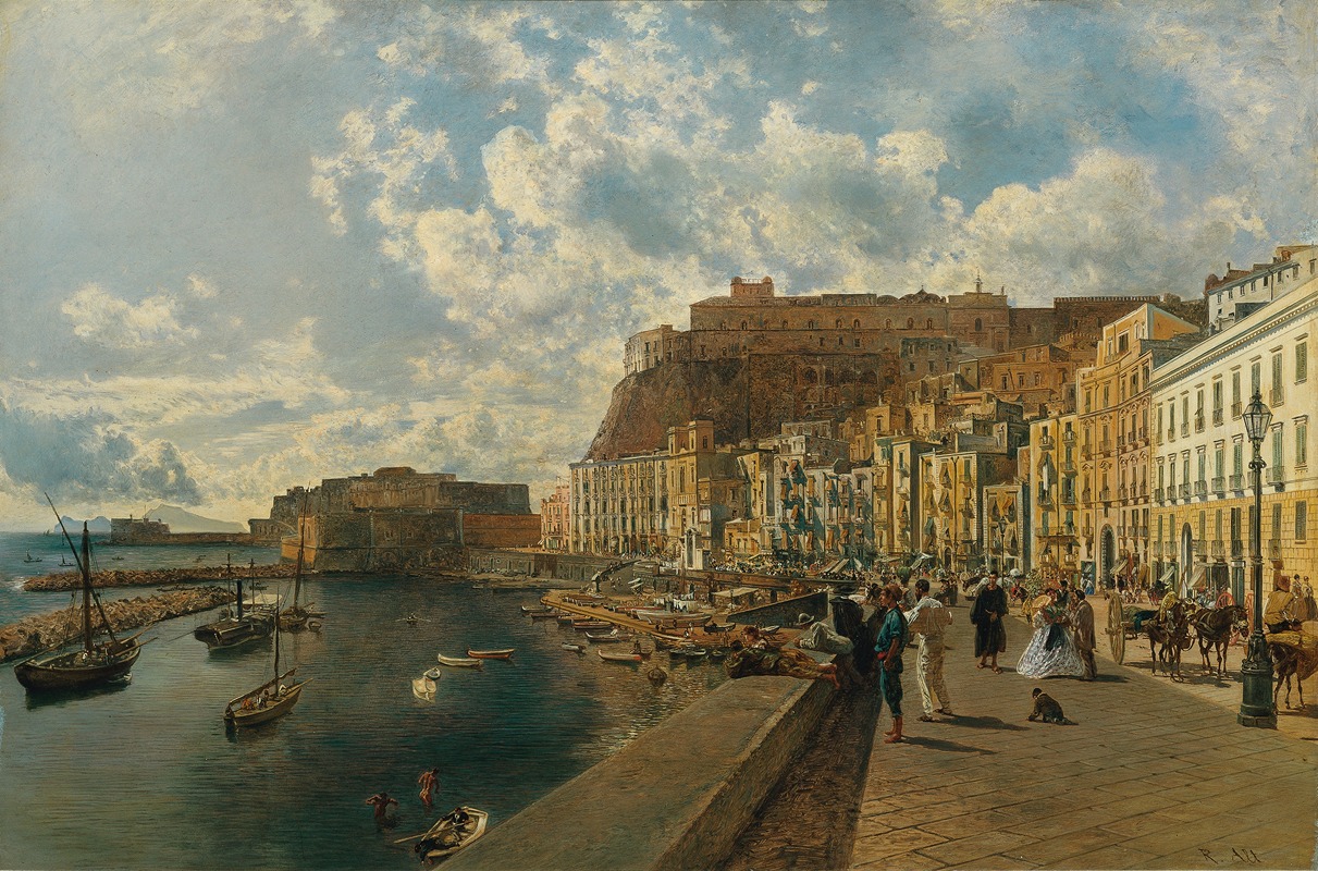 Rudolf von Alt - Am Strand von Santa Lucia in Neapel