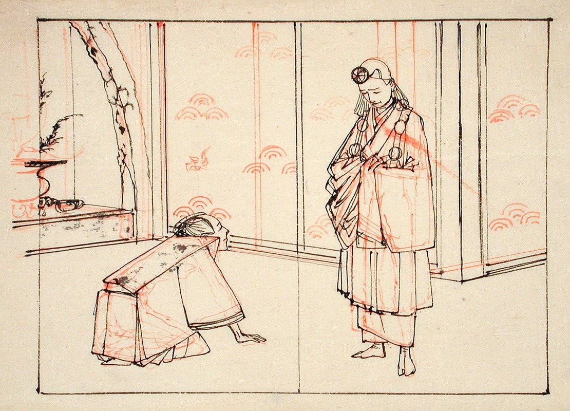 Tsukioka Yoshitoshi - Preparatory Drawing for an Illustration of the Book; Mirror of Famous Japanese Generals