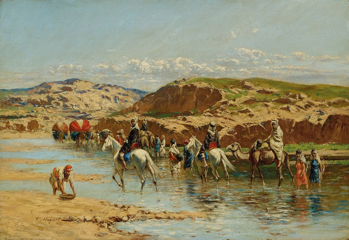 Victor Huguet - Fording a River, Algiers