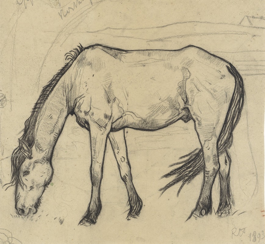 Richard Nicolaüs Roland Holst - Grazend paard te Noordwijk