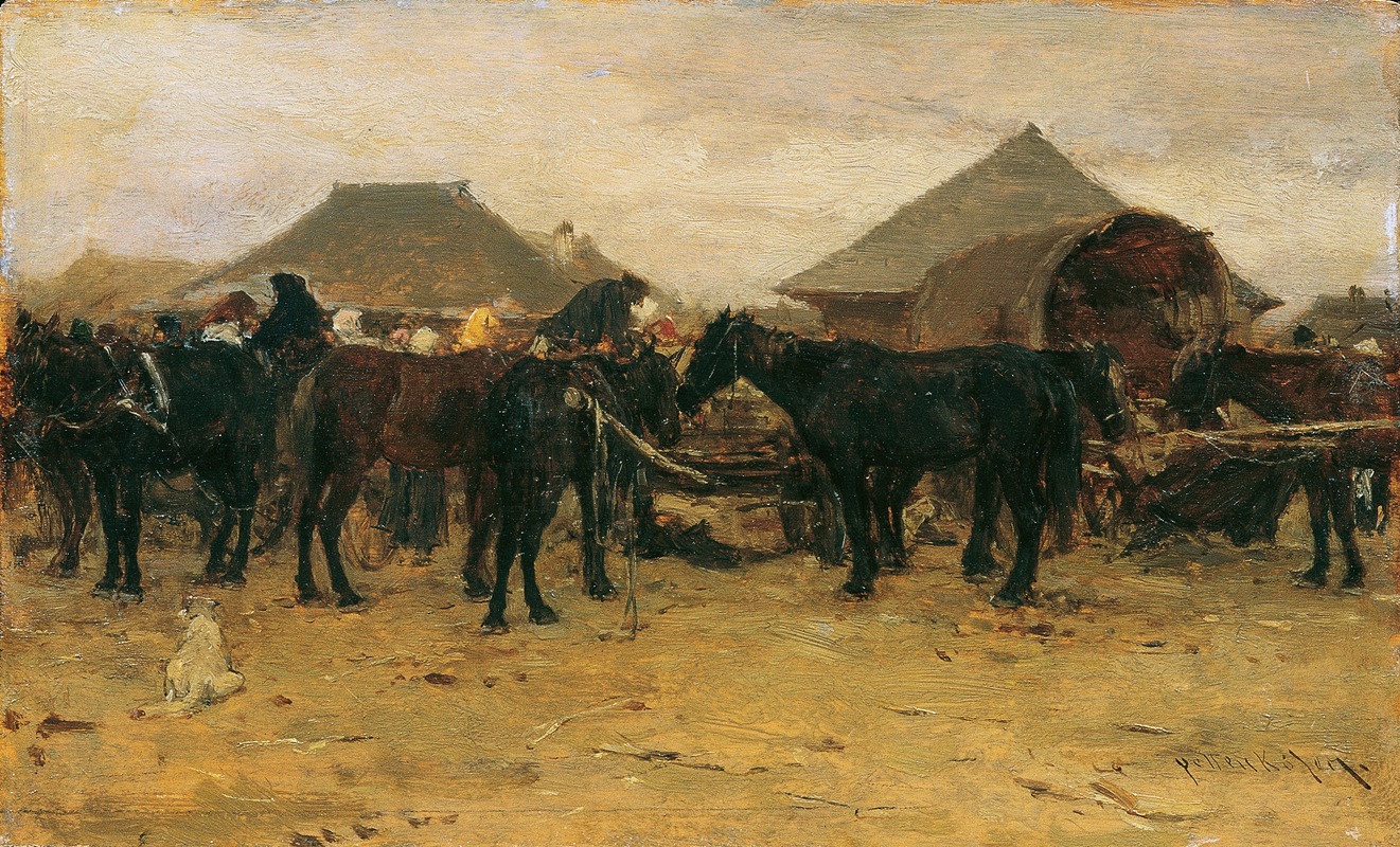 August von Pettenkofen - Pferdemarkt in Szolnok I