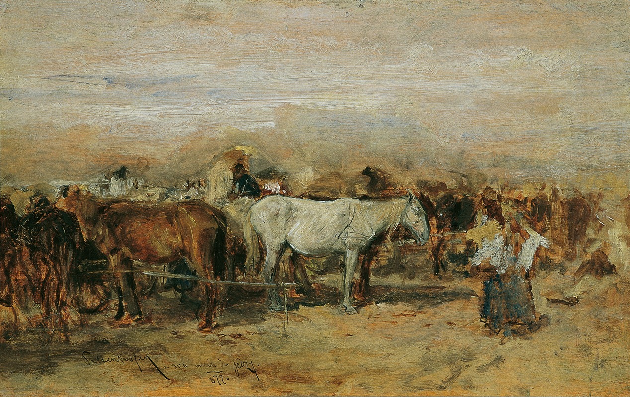 August von Pettenkofen - Pferdemarkt in Szolnok II
