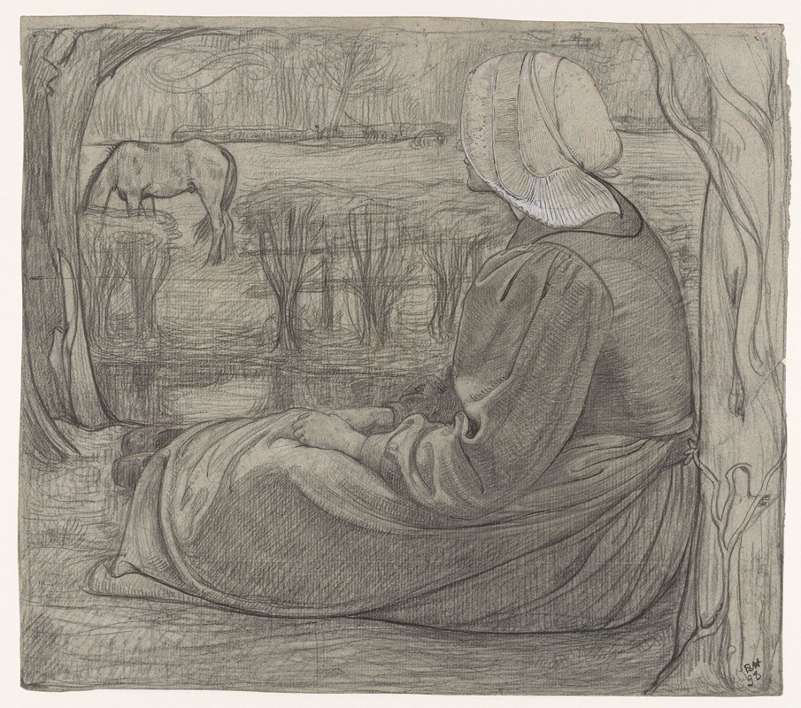 Richard Nicolaüs Roland Holst - Huizer vrouw, zittend aan de waterkant