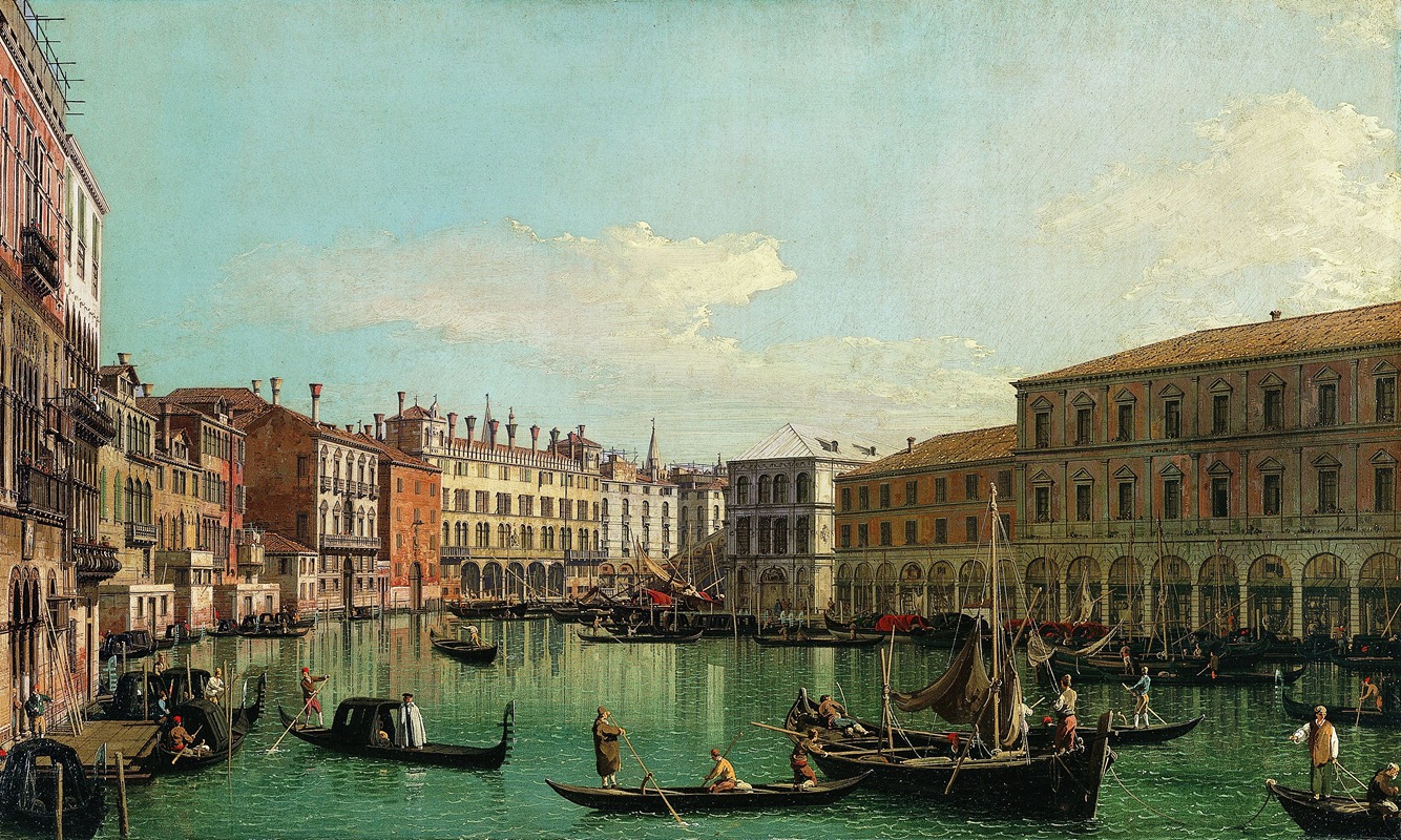 Canaletto - The Grand Canal, Venice, Looking South toward the Rialto Bridge
