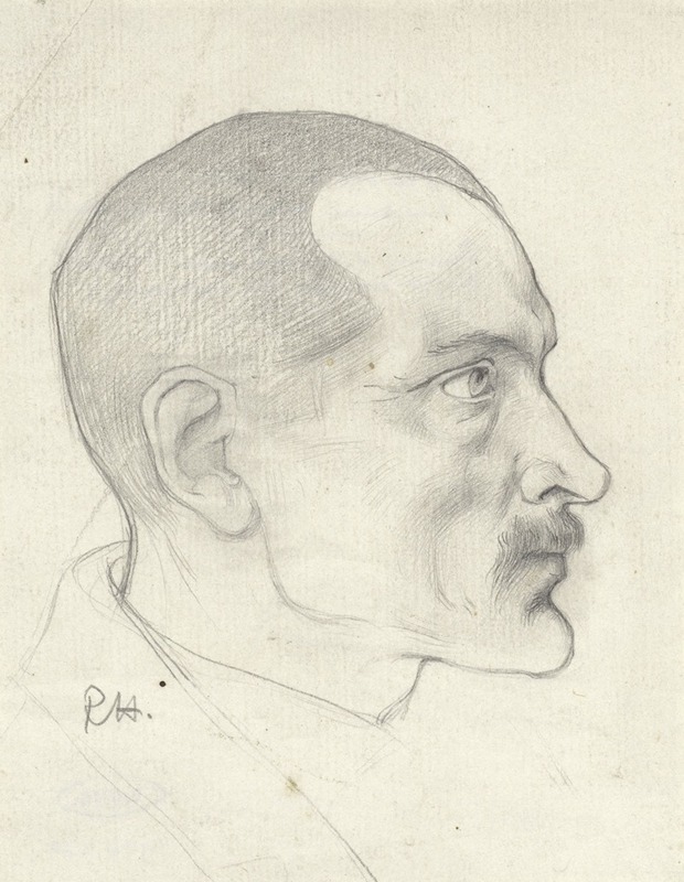 Richard Nicolaüs Roland Holst - Kop van een man met snor, van opzij