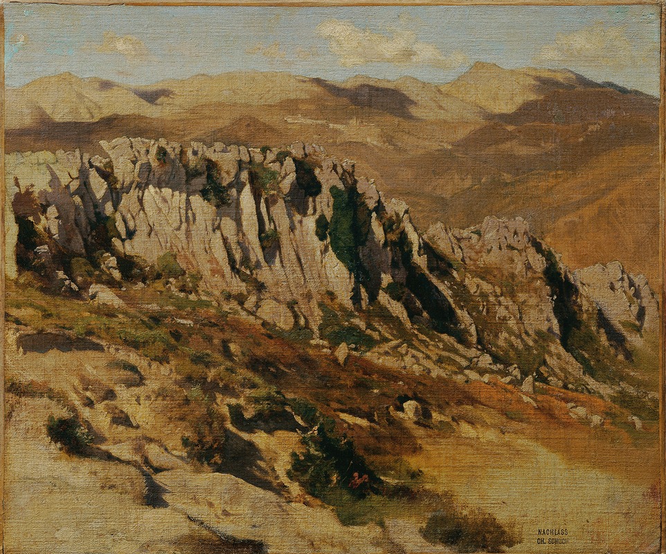 Carl Schuch - Felsenlandschaft bei Olevano