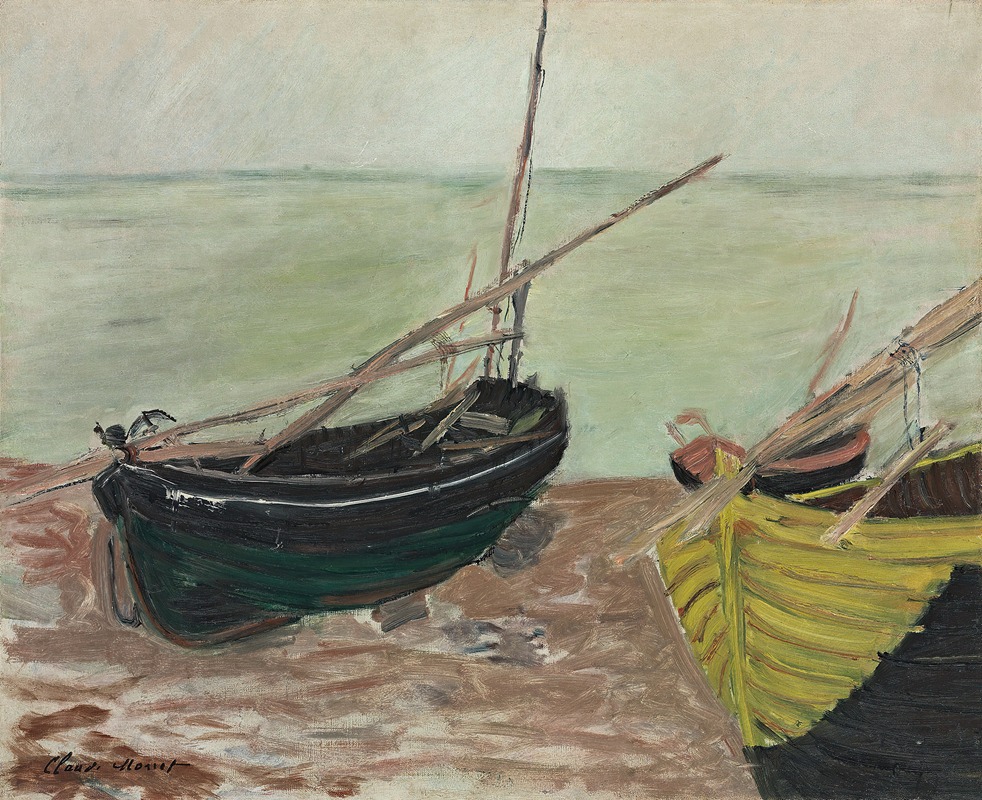 Claude Monet - Étude de bateaux sur la plage d’Étretat