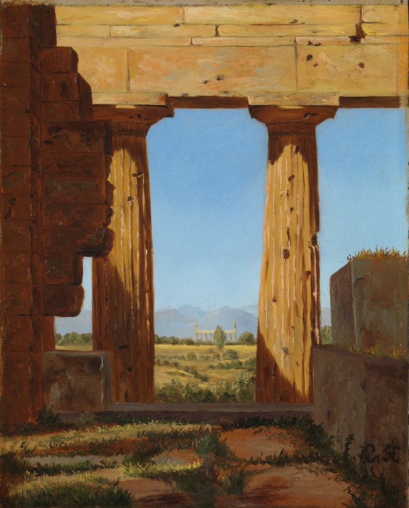 Constantin Hansen - Columns of the Temple of Neptune at Paestum