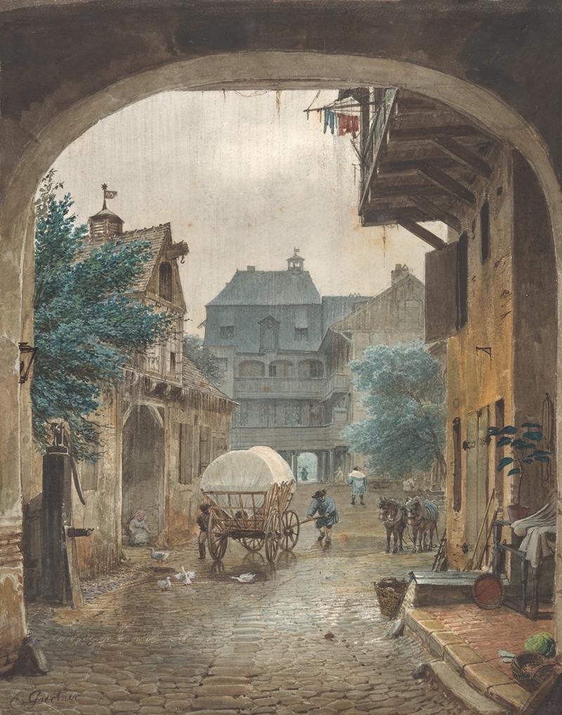 Eduard Gaertner - View into the Courtyard of an Inn at Colmar