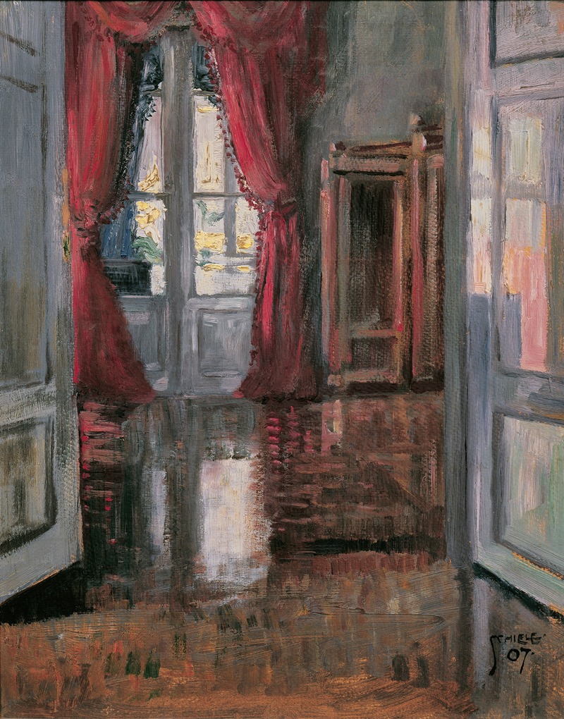 Egon Schiele - Blick in die Wohnung von Leopold und Marie Czihaczek