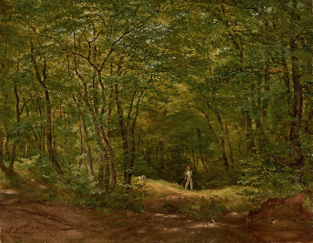 Friedrich Loos - Spaziergänger in einer Waldlandschaft
