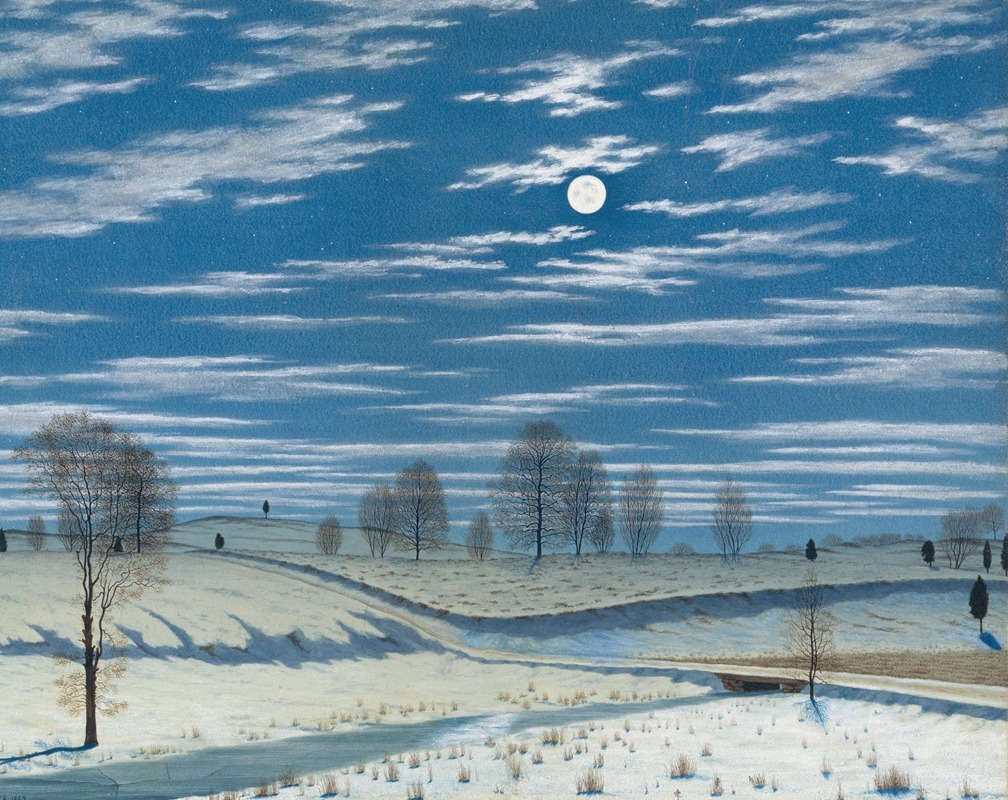 Henry Farrer - Winter Scene in Moonlight