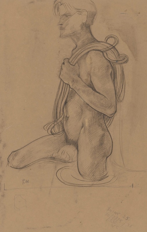 Richard Nicolaüs Roland Holst - Staand mannelijk naakt in het water met touw over de schouder