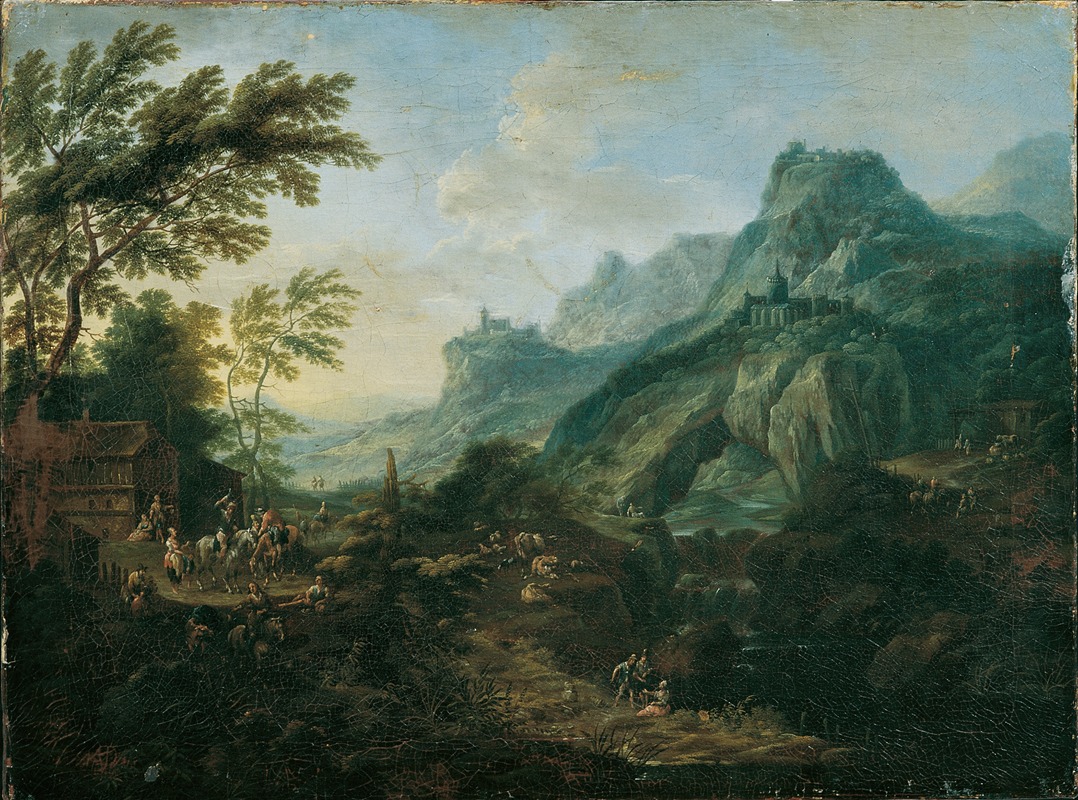 Maximilian Joseph Schinnagl - Ideale Berglandschaft mit Gehöft