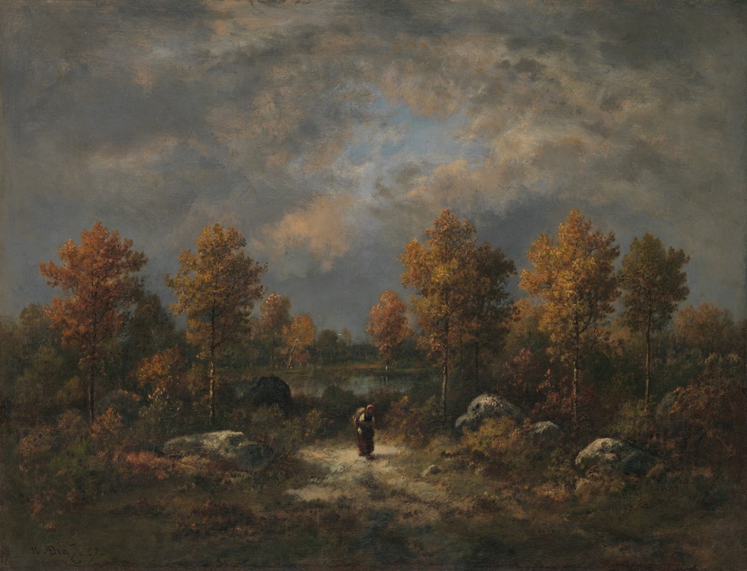 Narcisse-Virgile Diaz de La Peña - Autumn; The Woodland Pond