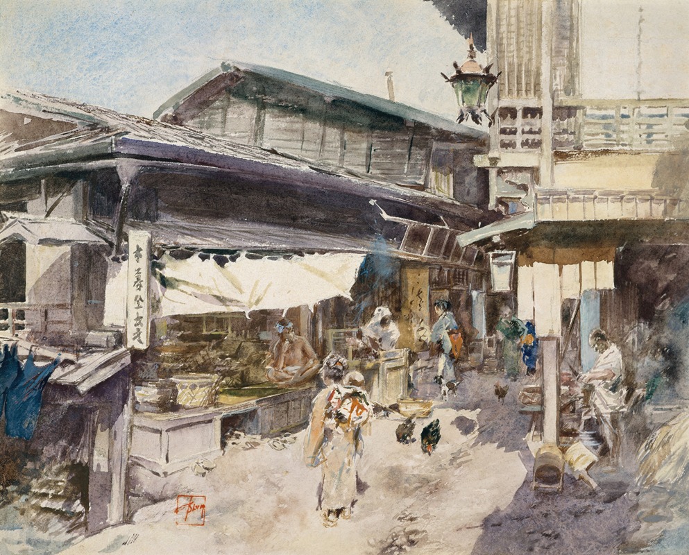 Robert Frederick Blum - Street Scene in Ikao, Japan