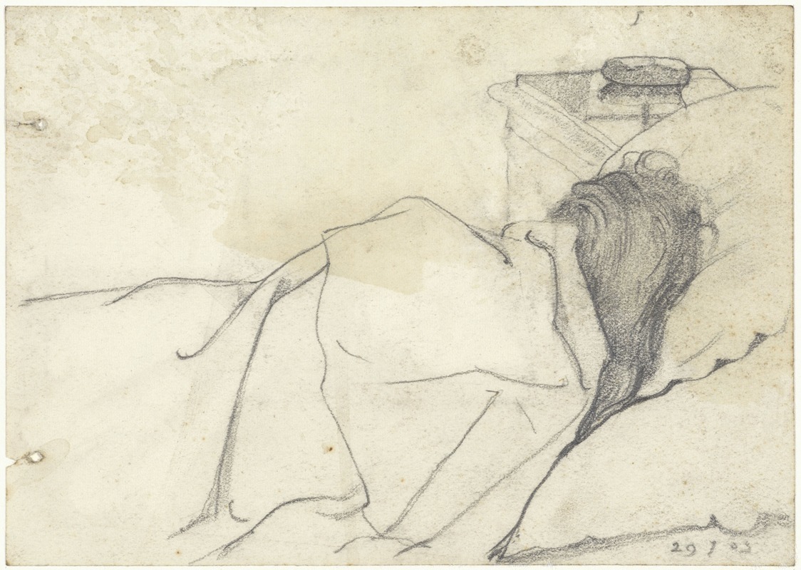 Richard Nicolaüs Roland Holst - Vrouw van Richard Roland Holst in bed met afgewend gezicht