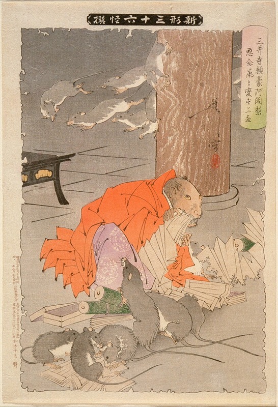 Tsukioka Yoshitoshi - The Wicked Thoughts of the Priest Raigō of Miidera Transform Him into a Rat