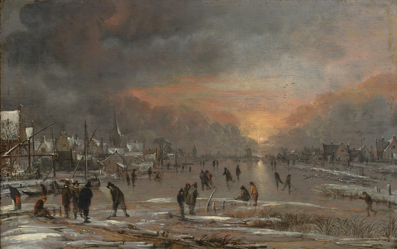 Aert van der Neer - Sports on a Frozen River