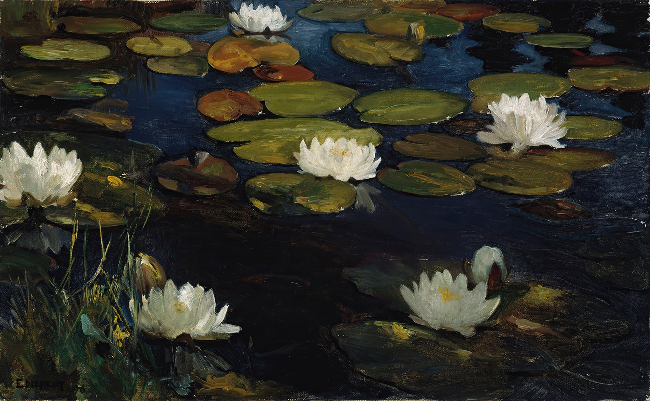 Albert Edelfelt - Water Lilies, Study for the Youth and a Mermaid