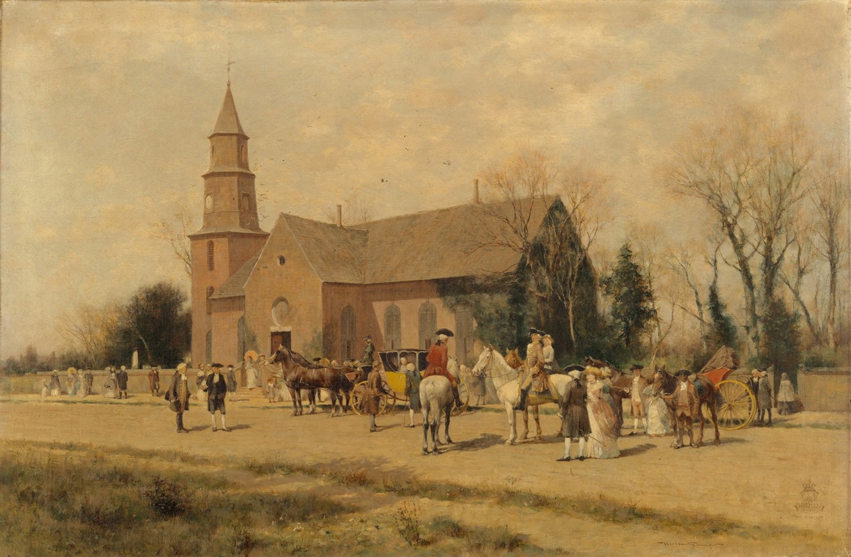 Alfred Wordsworth Thompson - Old Bruton Church, Williamsburg, Virginia, in the Time of Lord Dunmore