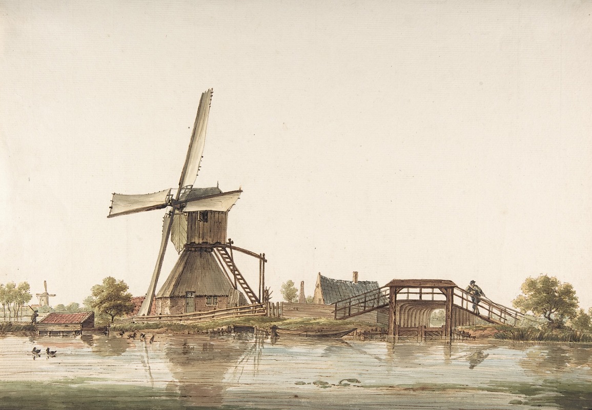 Anthonie Erkelens - Landscape with Windmill