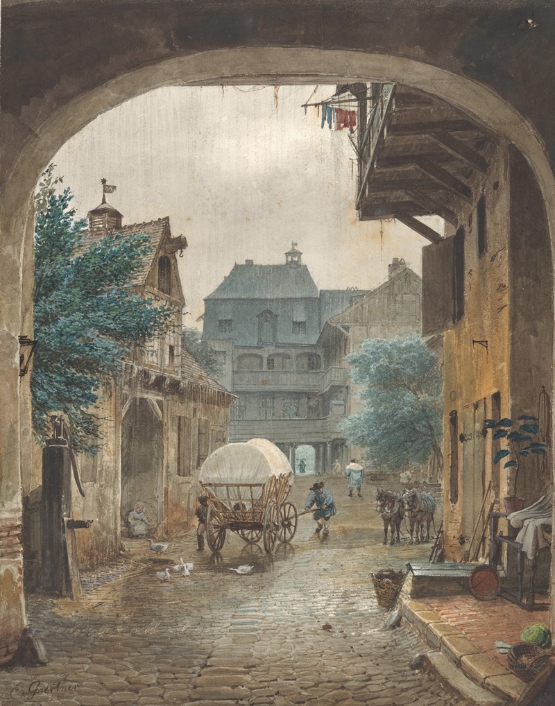 Eduard Gaertner - View into the Courtyard of an Inn at Colmar