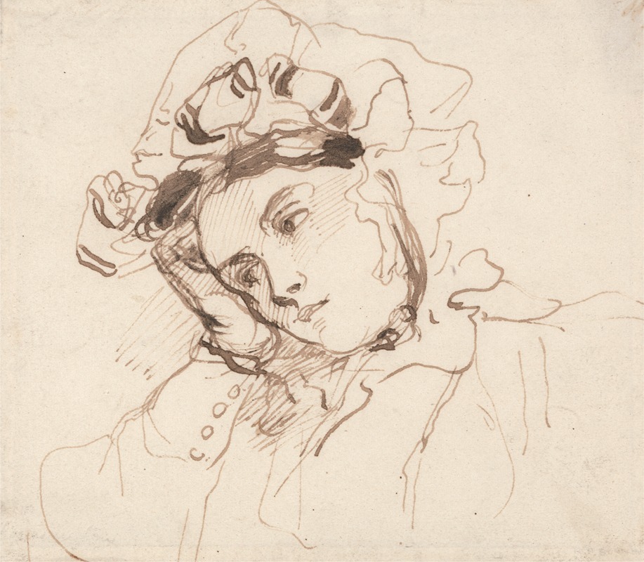 Richard Parkes Bonington - Study of a Woman with her Head on her Hand