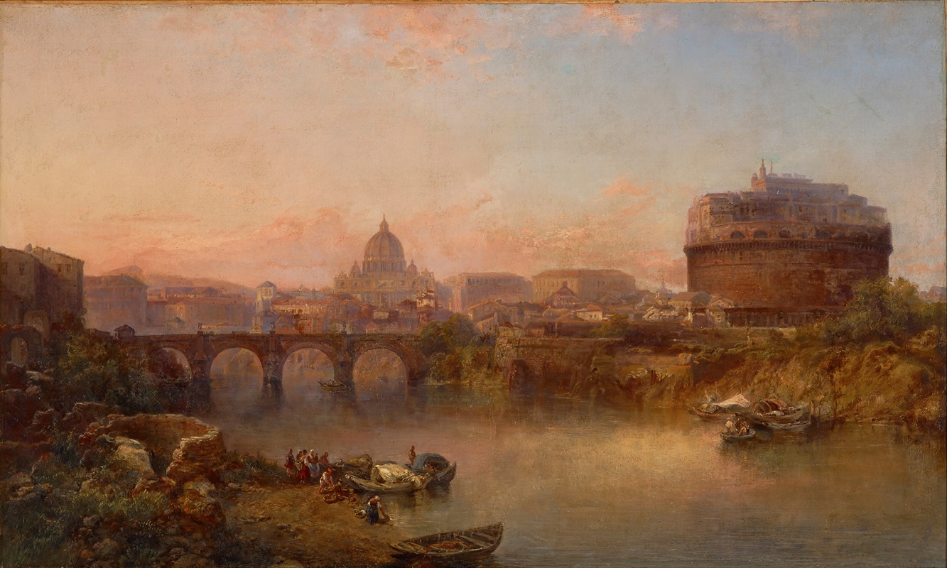 George Loring Brown - Sunset on the Tiber, Rome
