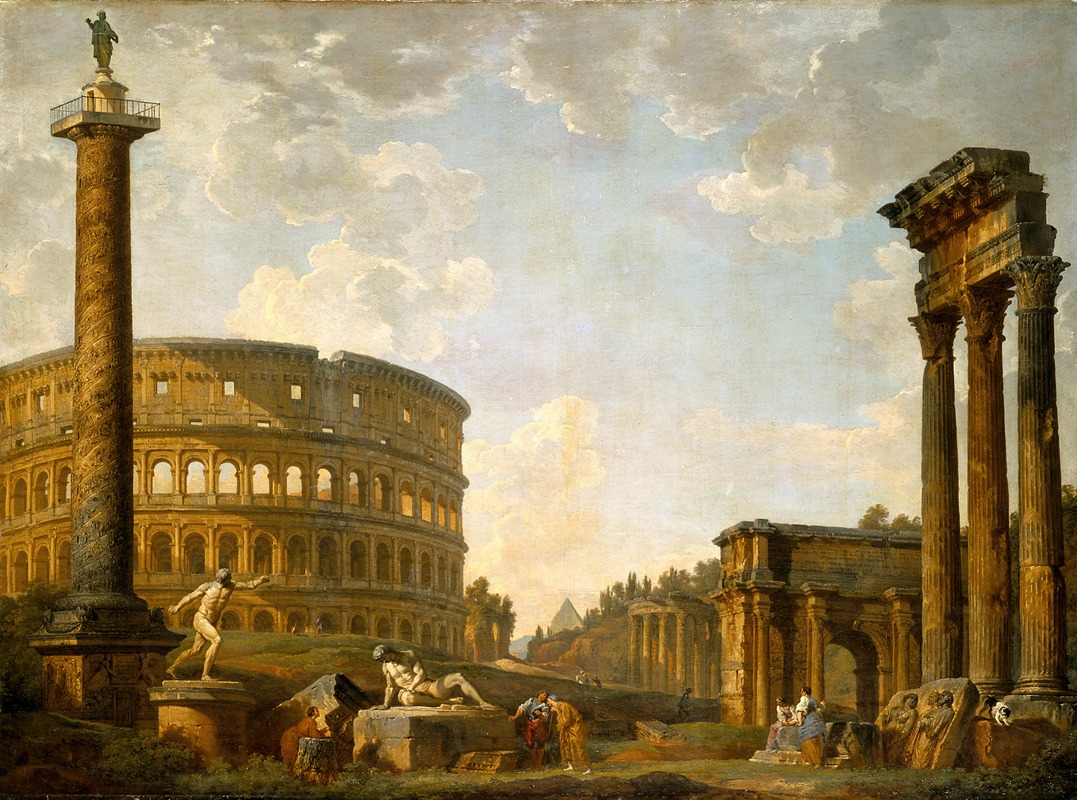 Giovanni Paolo Panini - Roman Capriccio;The Colosseum and Other Monuments