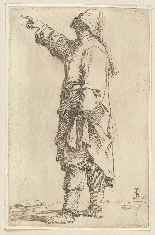 Salvator Rosa - Man Standing, with Arm Raised, Pointing Toward the Left
