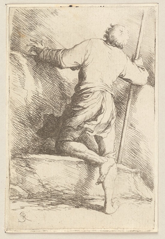 Salvator Rosa - Man with Staff Seen from Behind