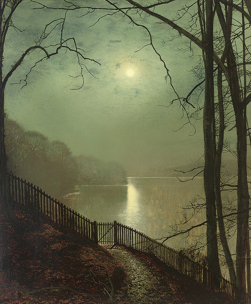 John Atkinson Grimshaw - Moonlight on the lake, Roundhay Park, Leeds