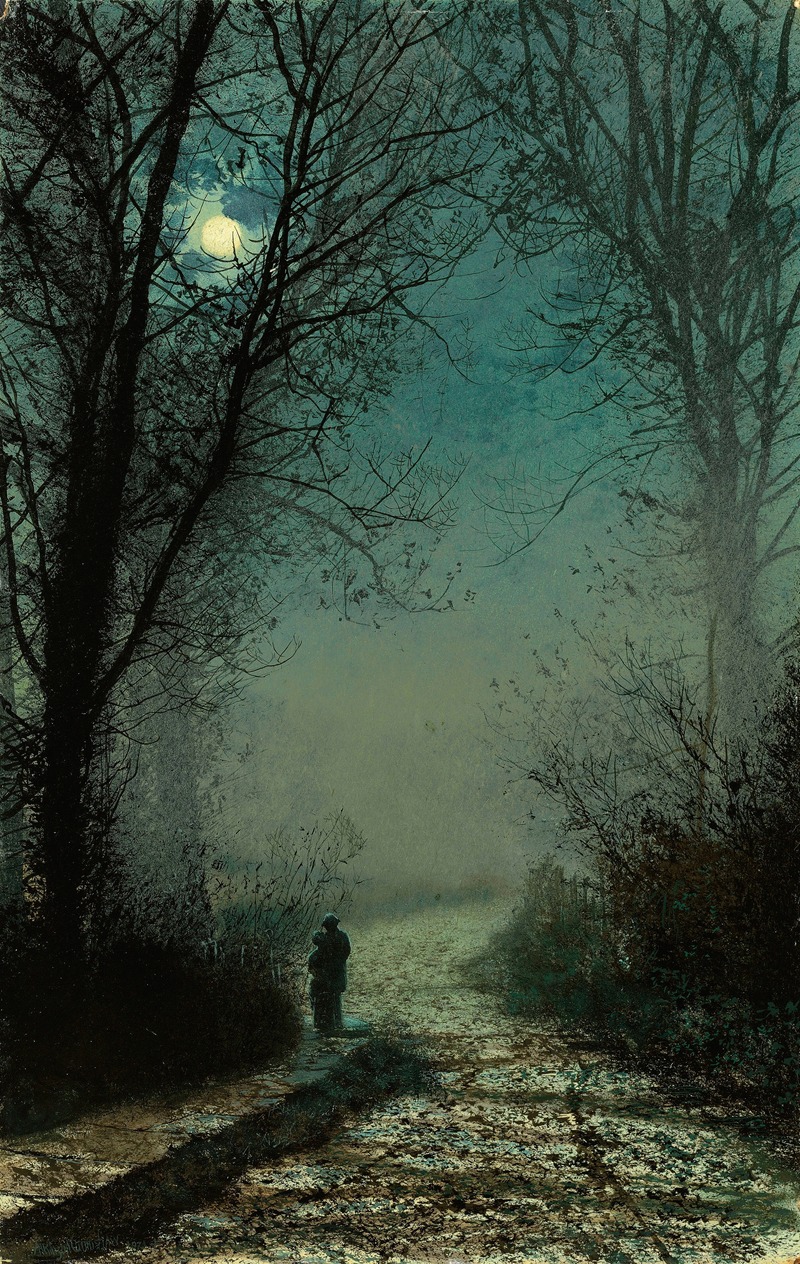 John Atkinson Grimshaw - Lovers on a moonlit lane