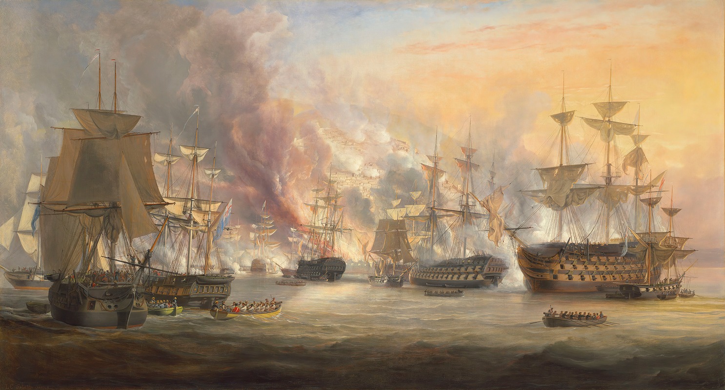John Christian Schetky - The bombardment of Algiers, 27 August 1816