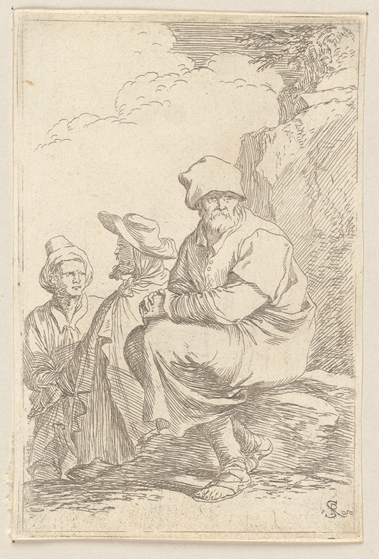 Salvator Rosa - Seated Peasant with Two Other Men