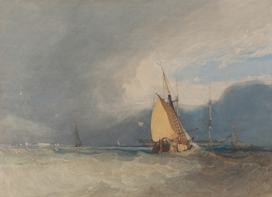 John Sell Cotman - Boats off the Coast, Storm Approaching