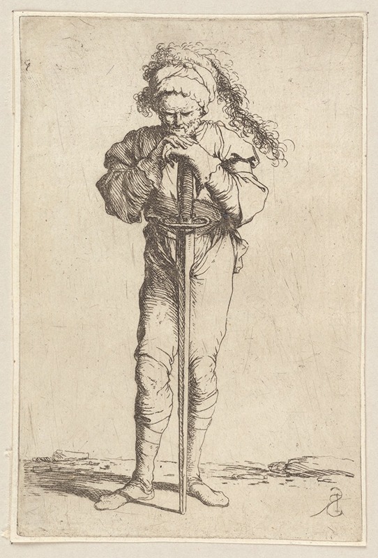 Salvator Rosa - Soldier Holding a Long Sword with Both Hands