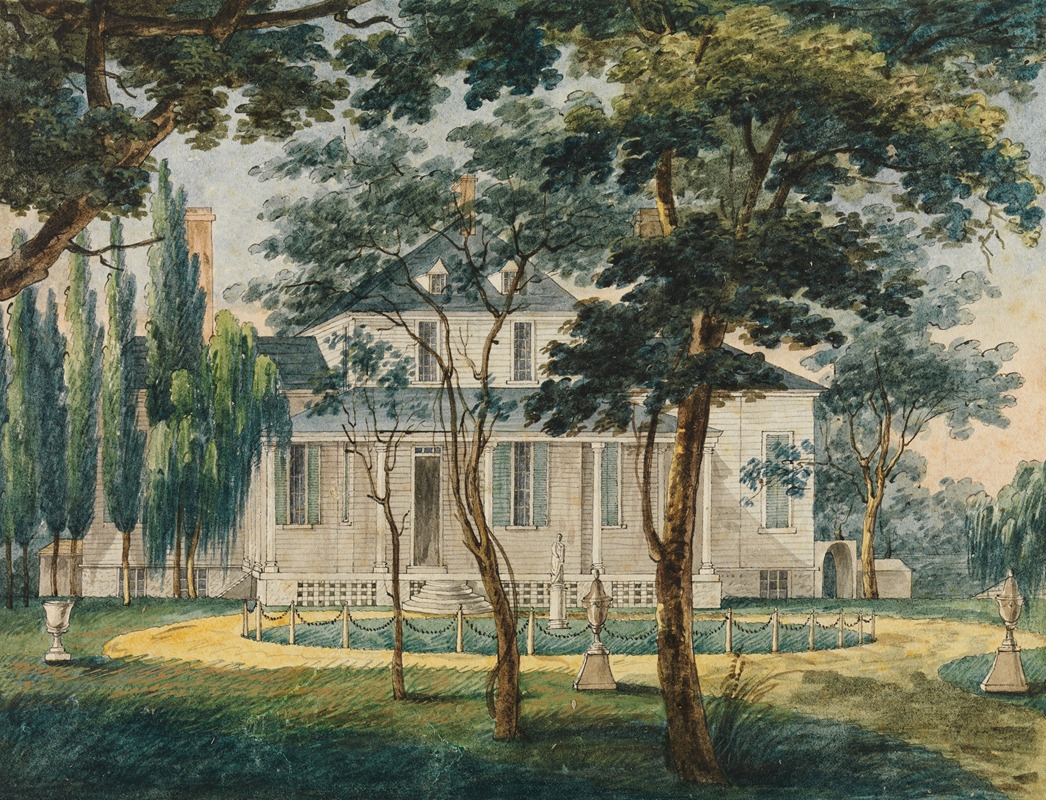 Pavel Petrovich Svinin - A Country Residence, Possibly General Moreau’s Country House at Morrisville, Pennsylvania