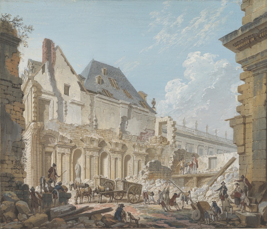 Pierre-Antoine Demachy - Demolition of the Old Vestibule of the Palais-Royal, Paris