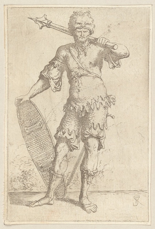 Salvator Rosa - Soldier, En Face, Shouldering a Pike and Holding a Shield