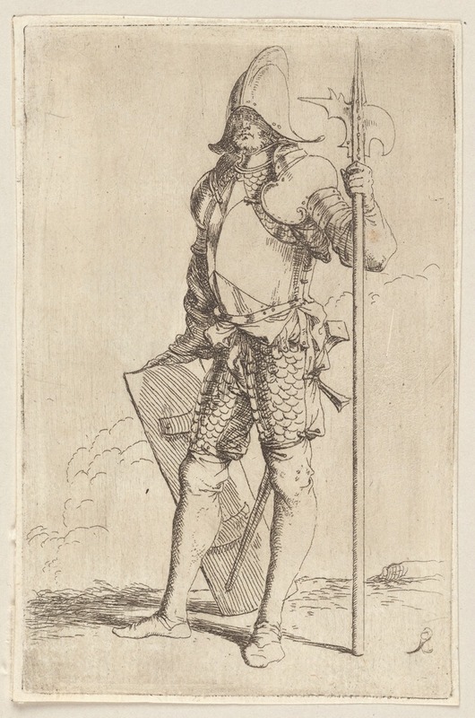 Salvator Rosa - Soldier, Standing, Holding a Cane, Facing Left