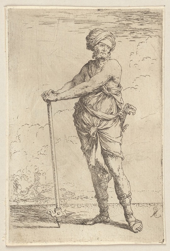Salvator Rosa - Soldier, Standing, Holding a Pike with Both Hands