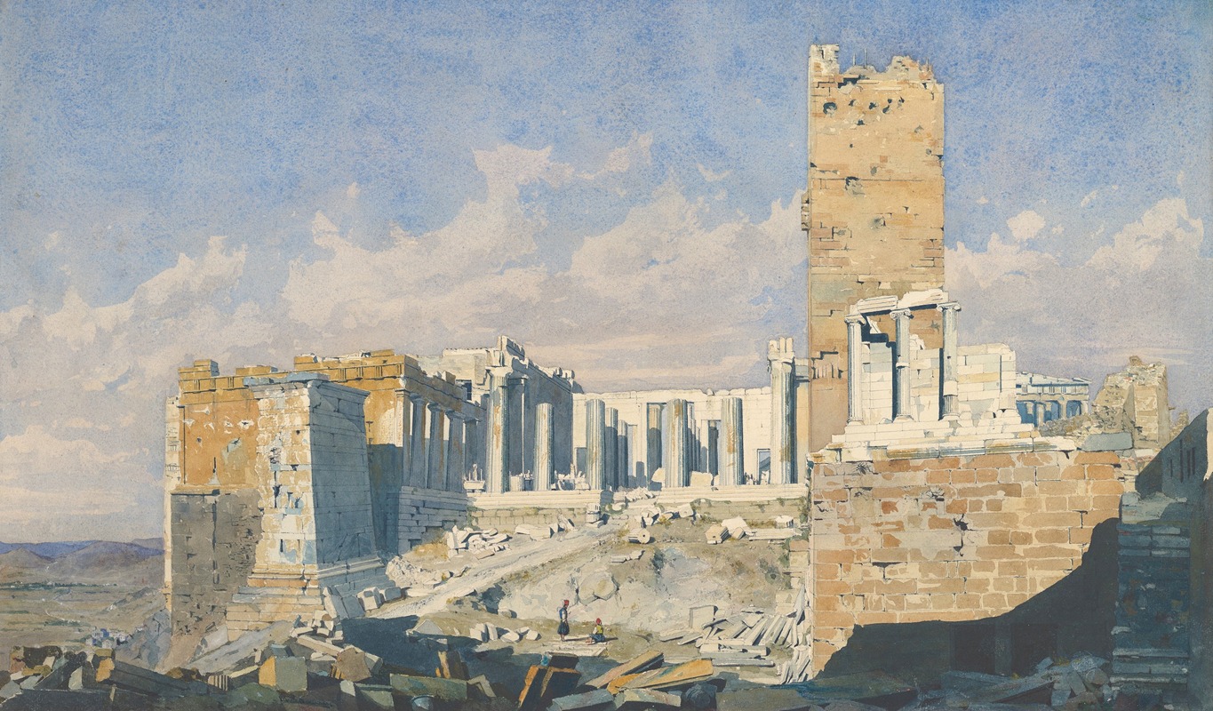 Thomas Hartley Cromek - The Acropolis from the West, with the Propylaea and the Temple of Athena Nike, Athens