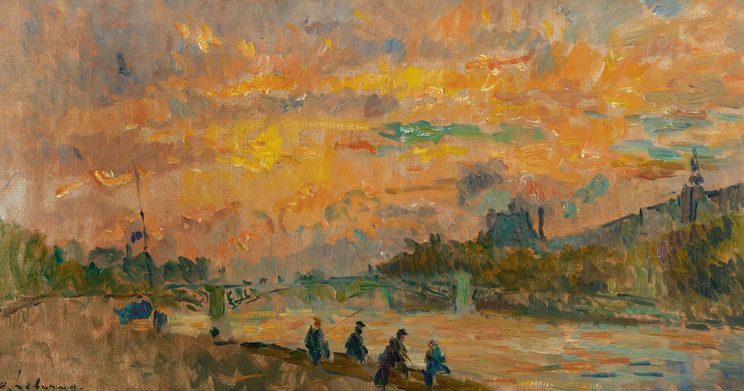 Albert Lebourg - Pont Des Saints-Pères À Paris, Soleil Couchant