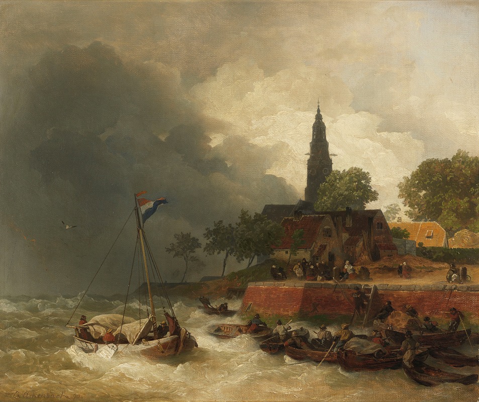 Andreas Achenbach - Holländischer Hafen bei Sturm